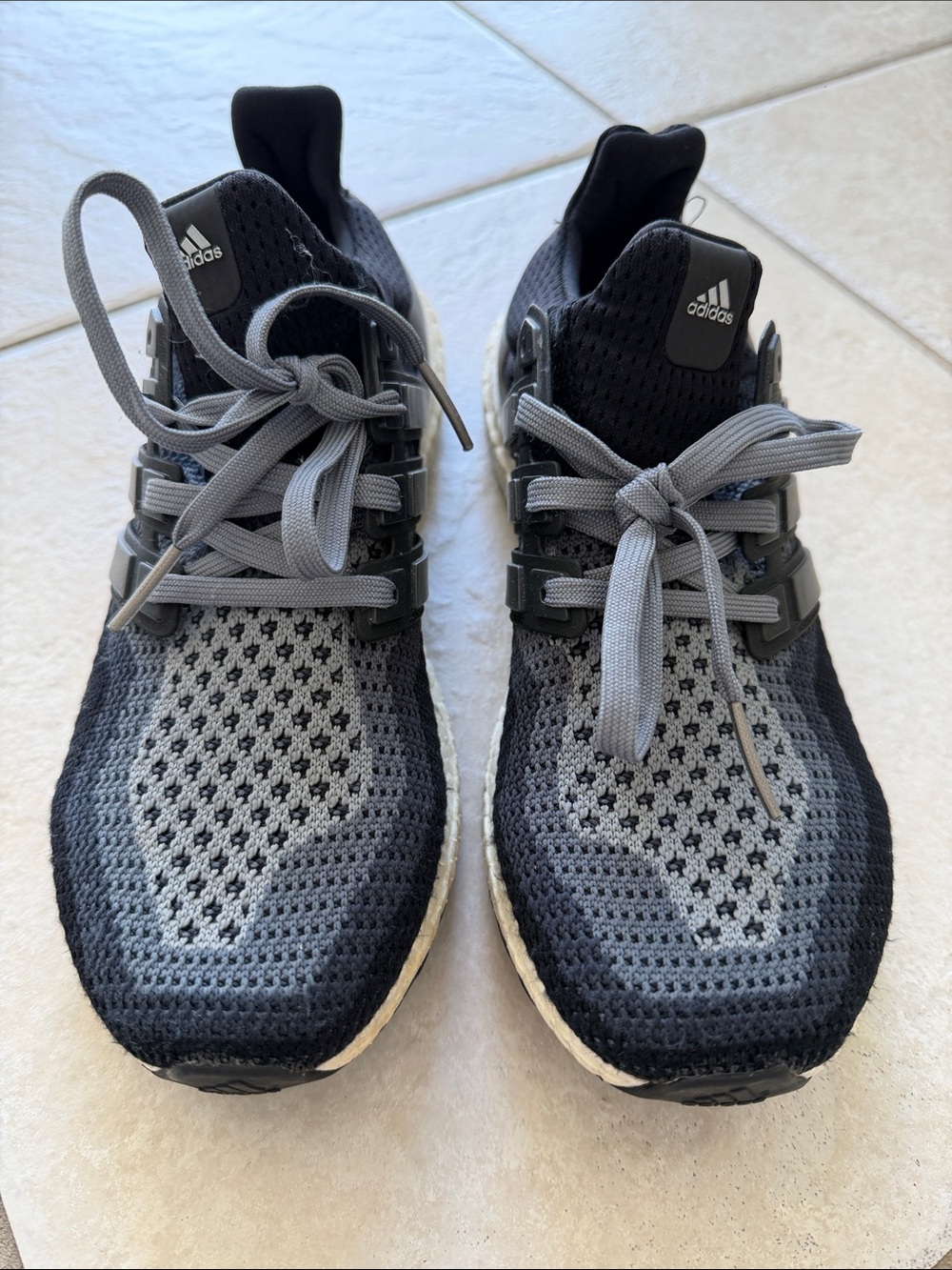 adidas Women's Black and Gray Knit Running Sneakers